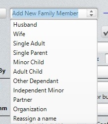 Add Family Member Drop-Down