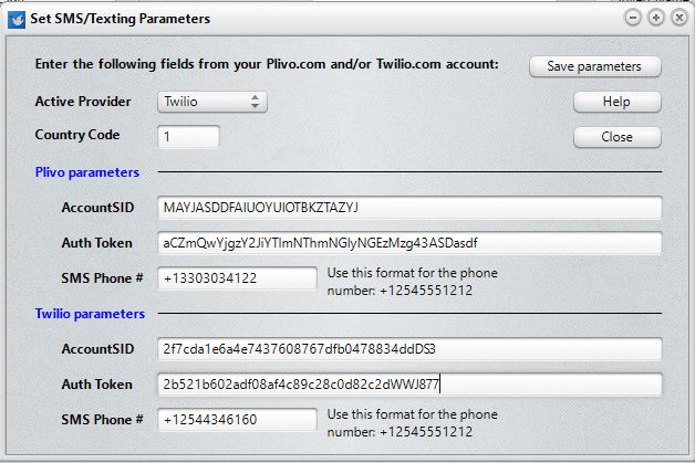SMS Parameters